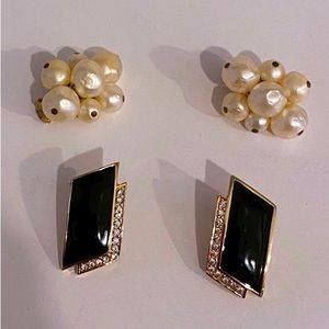 Hattie Carnegie 1950's Lustrous Pearl Clip-on Earrings Plus Bonus Earring Set